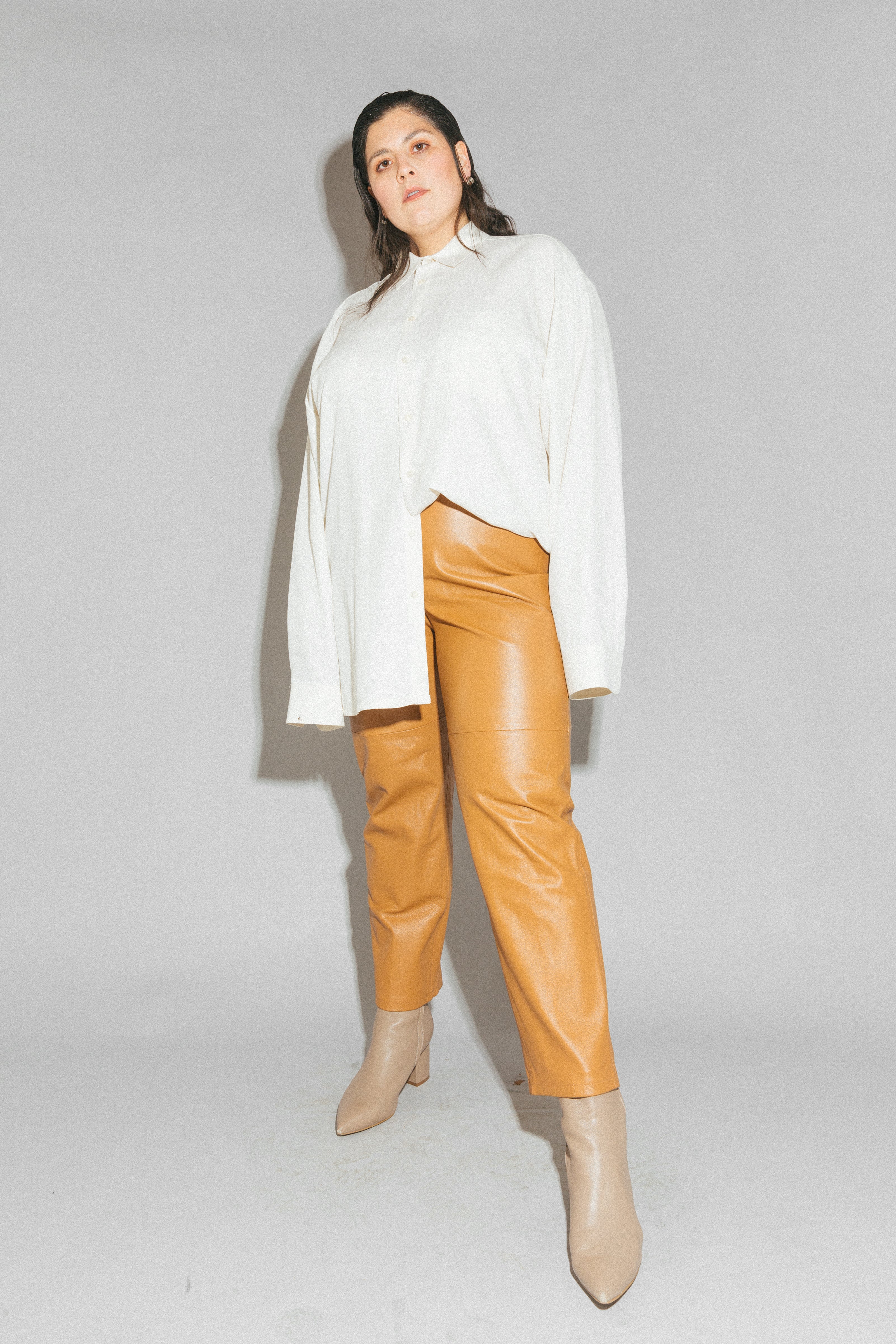 CAMEL LEATHER PANTS